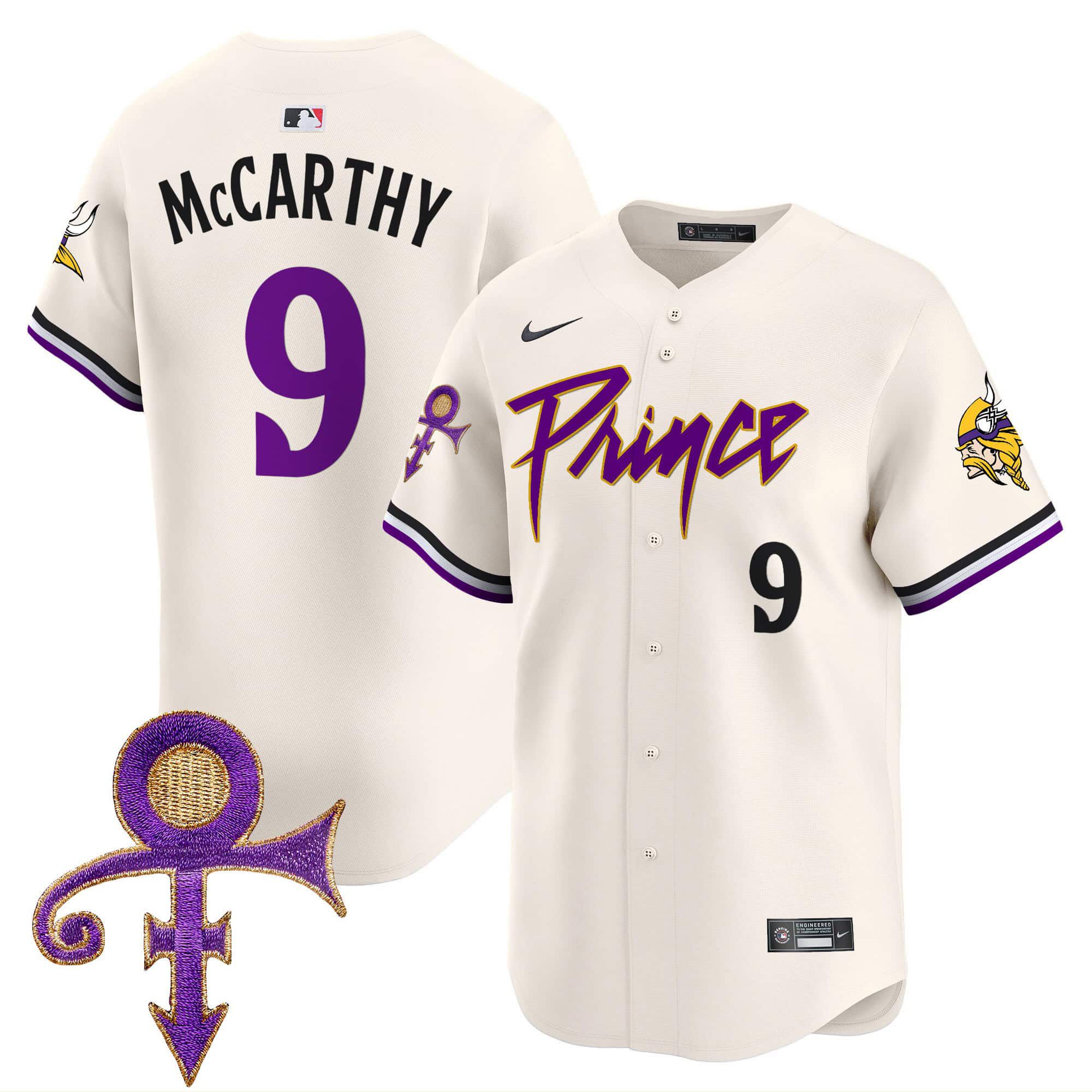 Men Minnesota Vikings #9 Mccarthy Cream 2024 Nike Prince Patch Vapor Premier Limited NFL Jersey->indianapolis colts->NFL Jersey